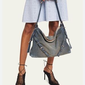 Slouchy faded denim shoulder Bag